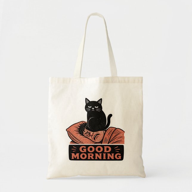 Sac fourre-tout Chat Noir Sarcasique Linogravure M (Devant)