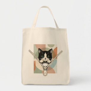 Sac fourre-tout chat Peekaboo fond géométrique pas