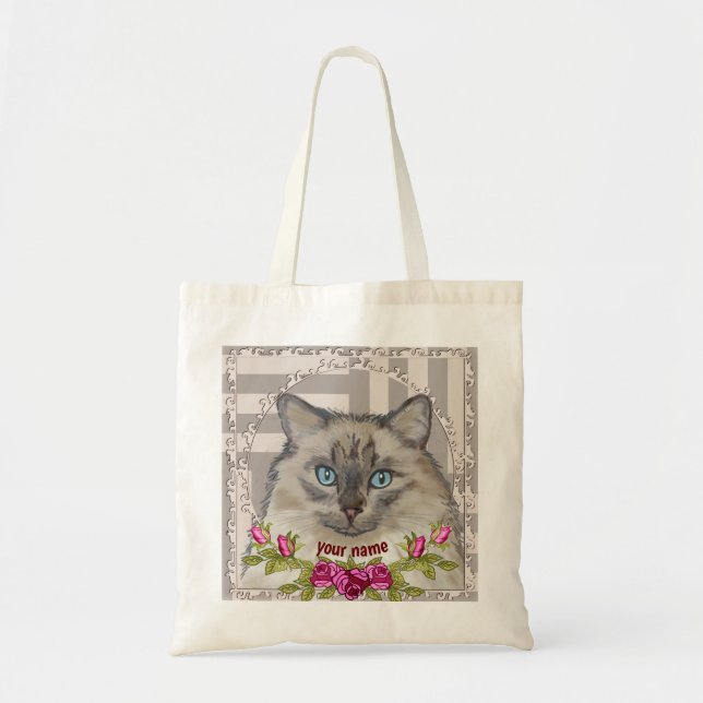 Sac fourre-tout chat Ragdoll Roses  (Devant)