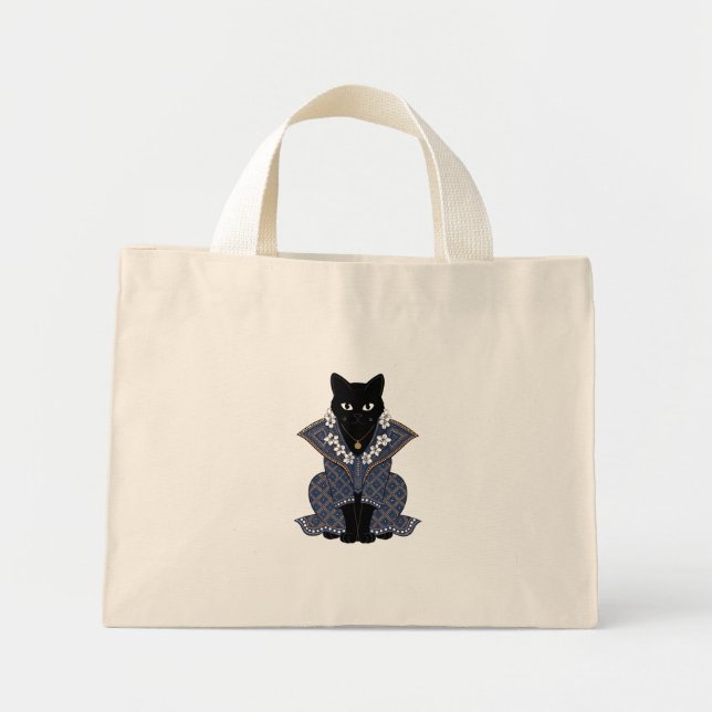 Sac fourre-tout Chat Reine Bleu Batik (Devant)