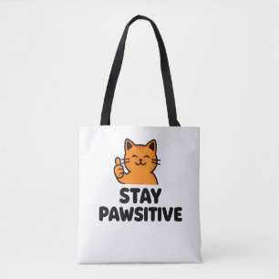 sac fourre-tout chat roux "Restez Pawsitifs"