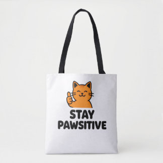 sac fourre-tout chat roux "Restez Pawsitifs"