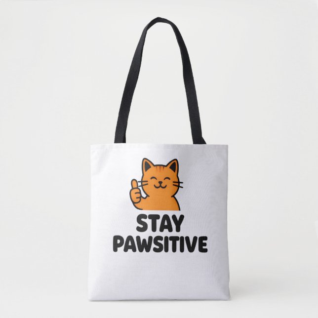 sac fourre-tout chat roux "Restez Pawsitifs" (Devant)