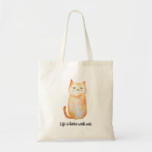 Sac fourre-tout Chat souriant "La vie est meilleur