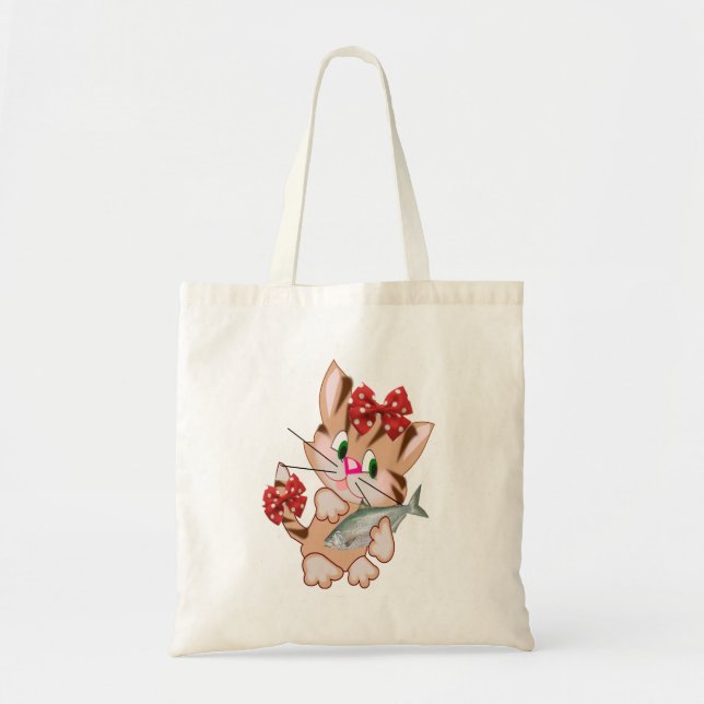 Sac fourre-tout chaton avec poisson (Devant)