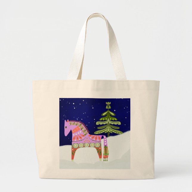 Sac fourre-tout Cheval Hygge avec pin (Devant)