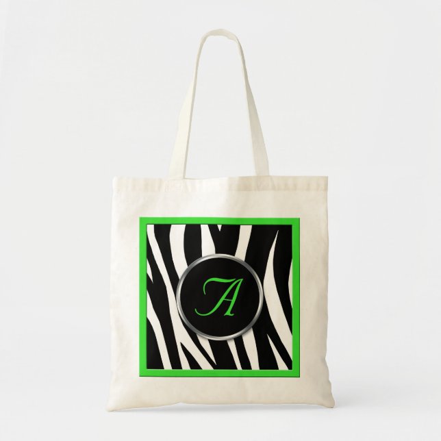 Sac fourre-tout chic à monogramme de vert (Devant)