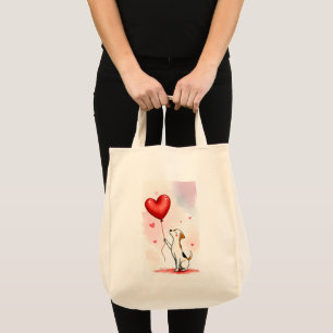 Sac fourre-tout chien coeurs roses