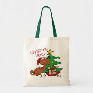 Sac fourre-tout chien teckel ambiance de Noël