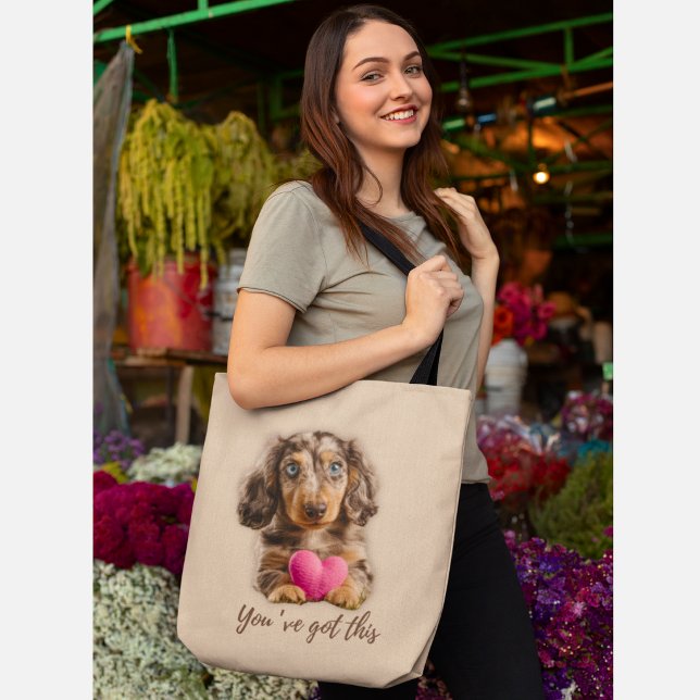 Sac fourre-tout Chien Teckel Mignon Vous Y Arrivez (Créateur téléchargé)