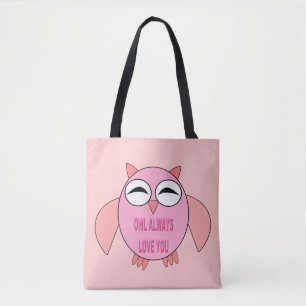 Sac fourre-tout Chouette de message d'amour mignon