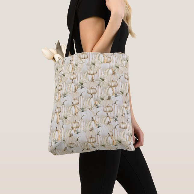 Sac fourre-tout Citrouille blanc | Halloween de ré (De près)