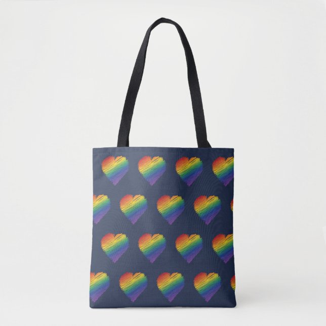Sac fourre-tout coeur arc-en-ciel (Devant)
