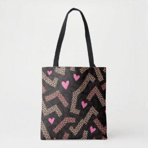 Sac fourre-tout Coeur Empreinte de léopard rose av