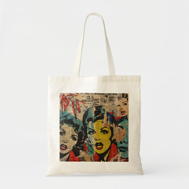 Sac fourre-tout collage d'art pop rétro (Devant)