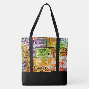 Sac fourre-tout collage timbre-poste personnalisé