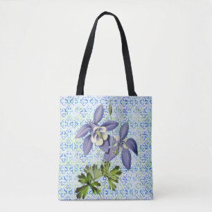 Sac fourre-tout Columbine de style vintage Blue Fl