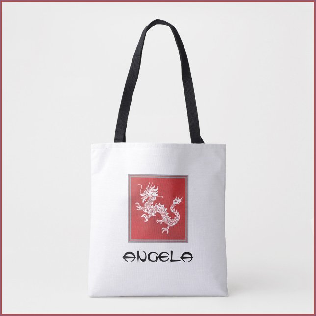 Sac fourre-tout cool rouge blanc et noir dragon (Créateur téléchargé)