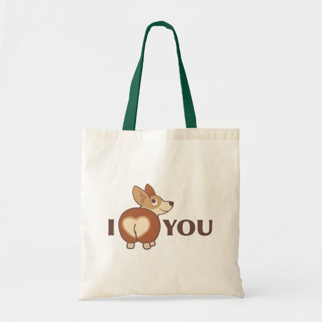 Sac fourre-tout Corgi Je t'aime (Devant)