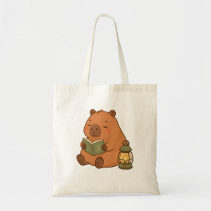 Sac fourre-tout cottagecore capybara lisant lanter
