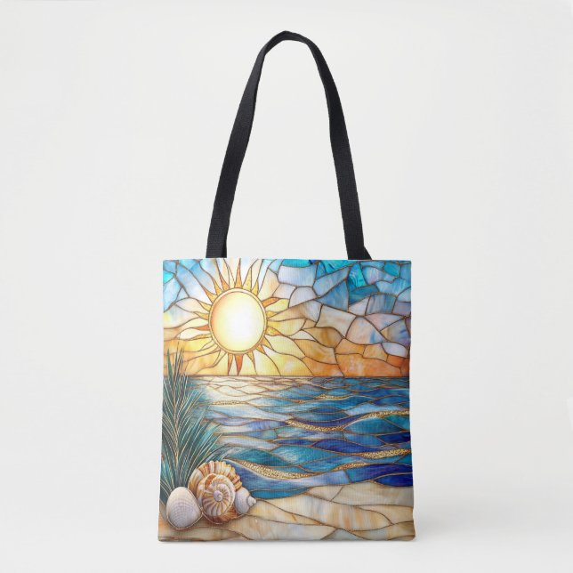 Sac fourre-tout coucher de soleil sur la plage en  (Devant)