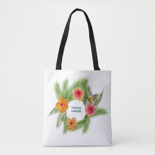 Sac fourre-tout Couronne florale d'Hibiscus tropic (Devant)