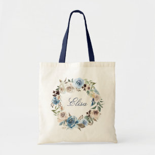 Sac fourre-tout couronne florale rose beige bleu p