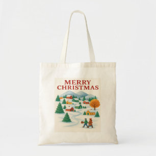 Sac fourre-tout Cozy Merry Christmas Village d'hiv