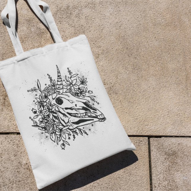 Sac fourre-tout crâne de tête de licorne foncée (Créateur téléchargé)