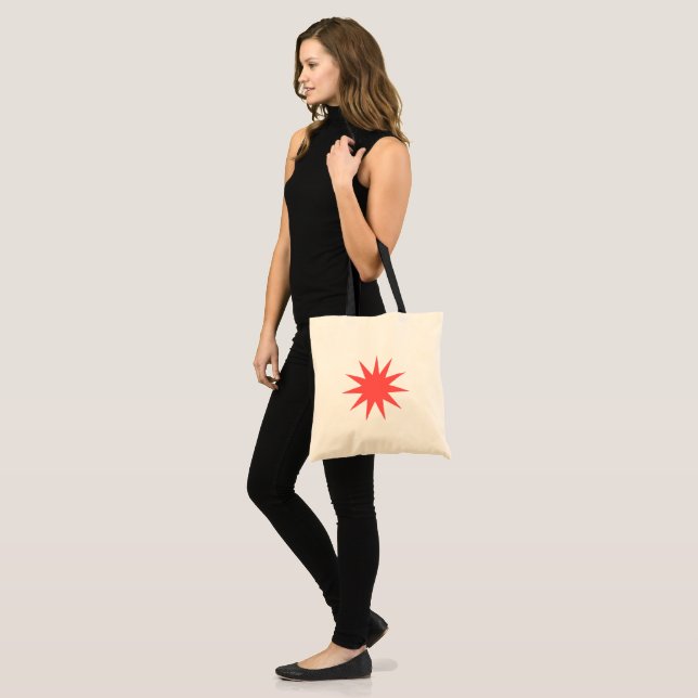 Sac fourre-tout crème à étoile éclatée rouge minim (Devant (modèle))