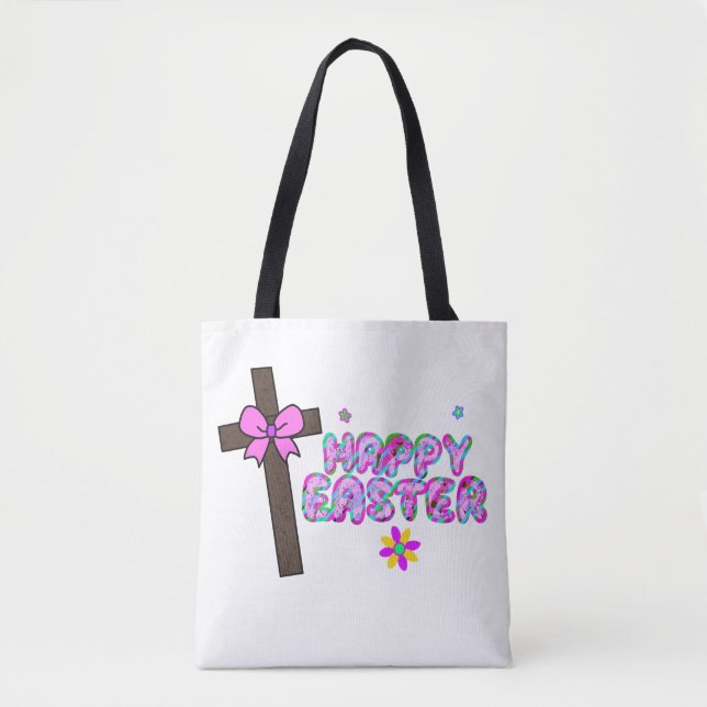 sac fourre-tout croix de Pâques heureux (Devant)