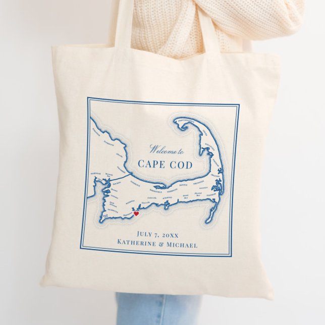 Sac fourre-tout d'accueil Mariage Cape Cod (Custom Cape Cod tote bags are perfect wedding favors or wedding welcome bags for your guests.)