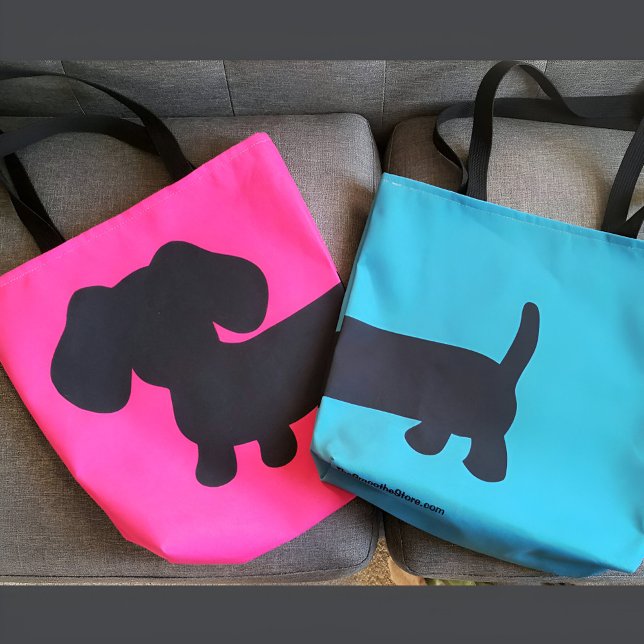 Sac fourre-tout Dachshund rose et noir (Dachshund Tote Bags)