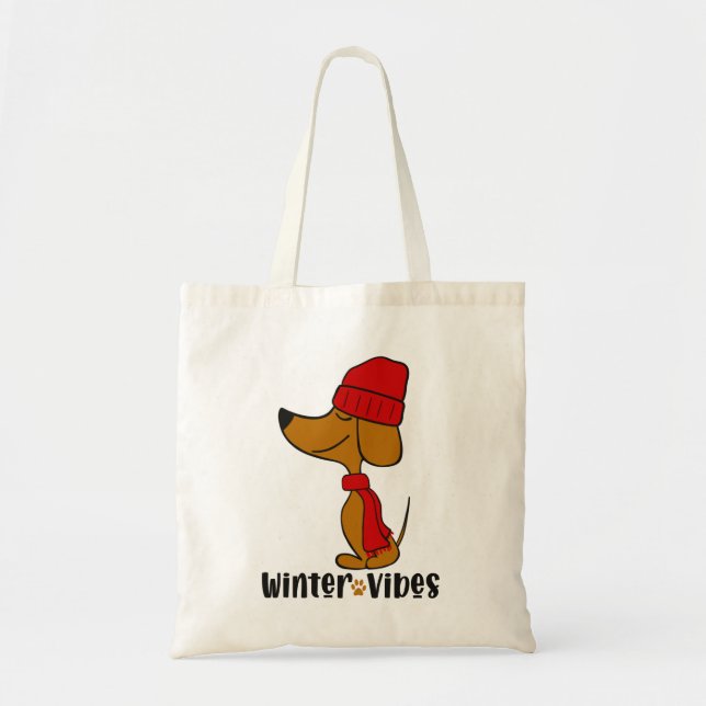 Sac fourre-tout Dachshund Vibes d'hiver (Devant)