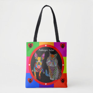 Sac fourre-tout d'adoption coloré de chiens et de
