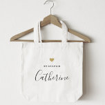 Sac fourre-tout d'aide au coeur d'or moderne<br><div class="desc">Sac fourre-tout sur mesure pour votre femme de chambre avec nom personnalisé dans la calligraphie à la main moderne avec design de coeur doré.</div>