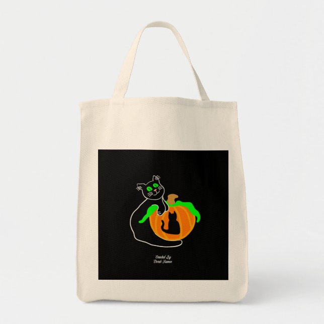 Sac fourre-tout d'alimentation Citrouille de chat  (Devant)
