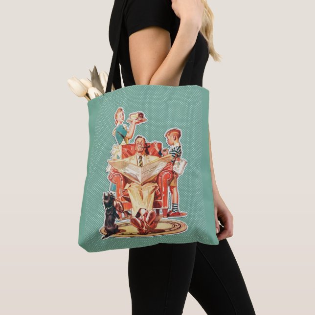 Sac fourre-tout d'alimentation Vintage Retro Green (De près)