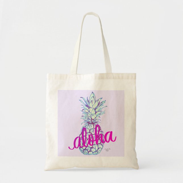 Sac fourre-tout d'ananas violet Aloha (Devant)