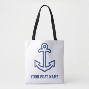 Sac fourre-tout d'Ancre de bateau bleu et blanc pe