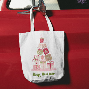 Sac fourre-tout d'arbre de Noël rose