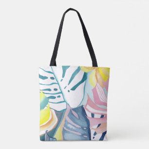 Sac fourre-tout d'art abstrait aquarelle de feuill