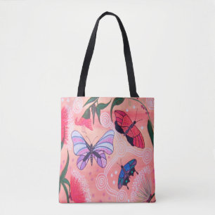 Sac fourre-tout d'art autochtone des papillons Sun