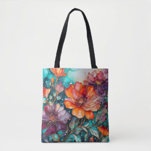 Sac fourre-tout d'art coloré en encre florale