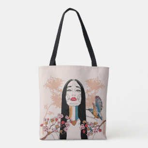 Sac fourre-tout d'art de la ligne féminine asiatiq