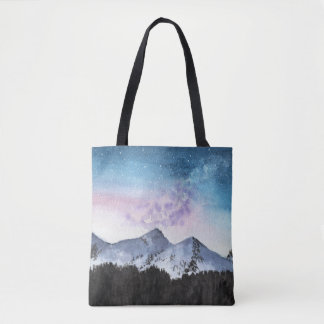 Sac fourre-tout d'art des montagnes, aquarelle