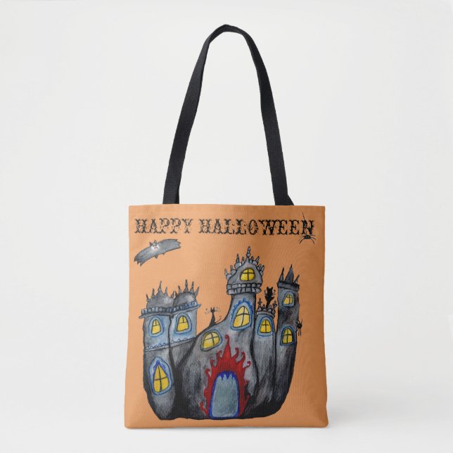 Sac fourre-tout d'art du château d'Halloween (Devant)