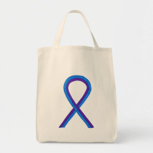 Sac fourre-tout d'art du ruban violet et bleu