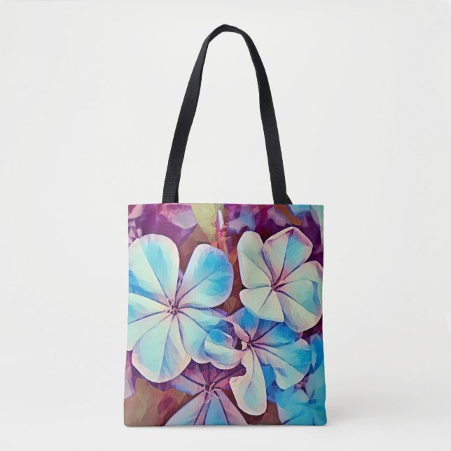 Sac fourre-tout d'art Fleurs tropicales bleues et  (Devant)