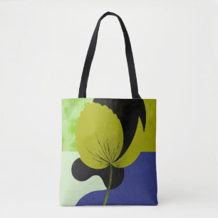 Sac fourre-tout d'art floral abstrait jaune vif